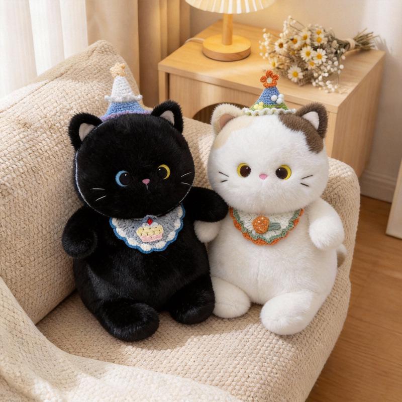 Chubby Three-Color Cat Plush Pillow - Cozy Gift for Girls To Hug & Sleep, Perfect for Valentine's Day.