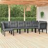 Vidaxl 7-Cz. Garden Lounge Set, Black-Grey, Poly Rattan