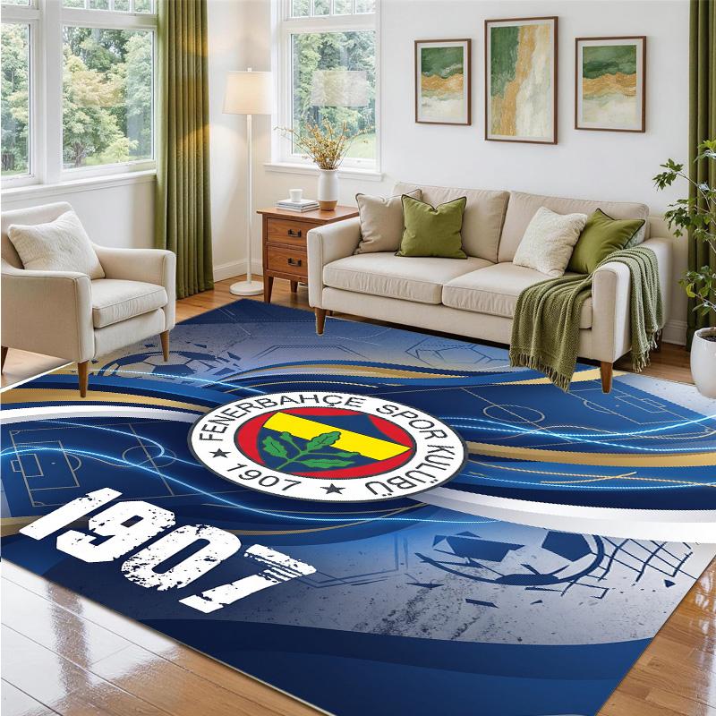 Fenerbahçe FC Design Crystal Velvet Rug Soft Decorative Mat for Bedroom Entrance