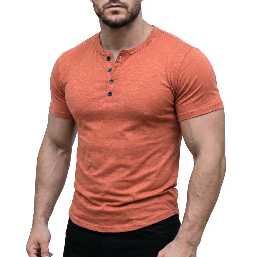Men's Solid Color Short Sleeve Tops Men's Casual Fashion Short Sleeve Tops