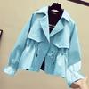 Spot Korean Short Trench Coat Women's New Autumn Coat Loose Waist Thin Small Popular Spring and Autumn