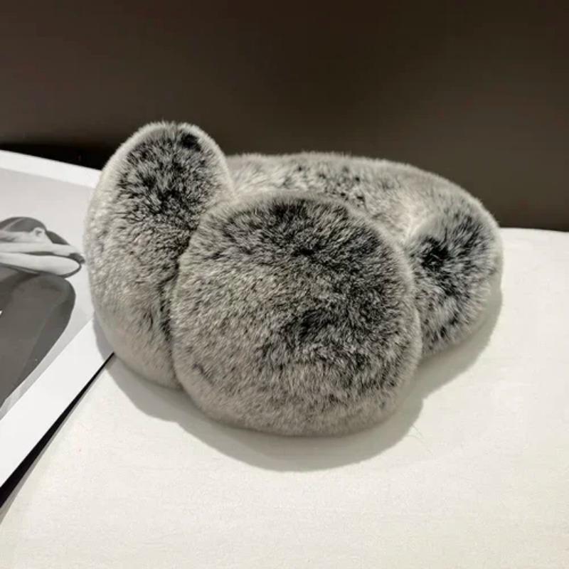 Echte Rexkaninchenfell-Ohrenschützer für Damen Winter-Ohrenwärmer Weiche Warme Fellige Ohrenschützer für Kaltes Wetter