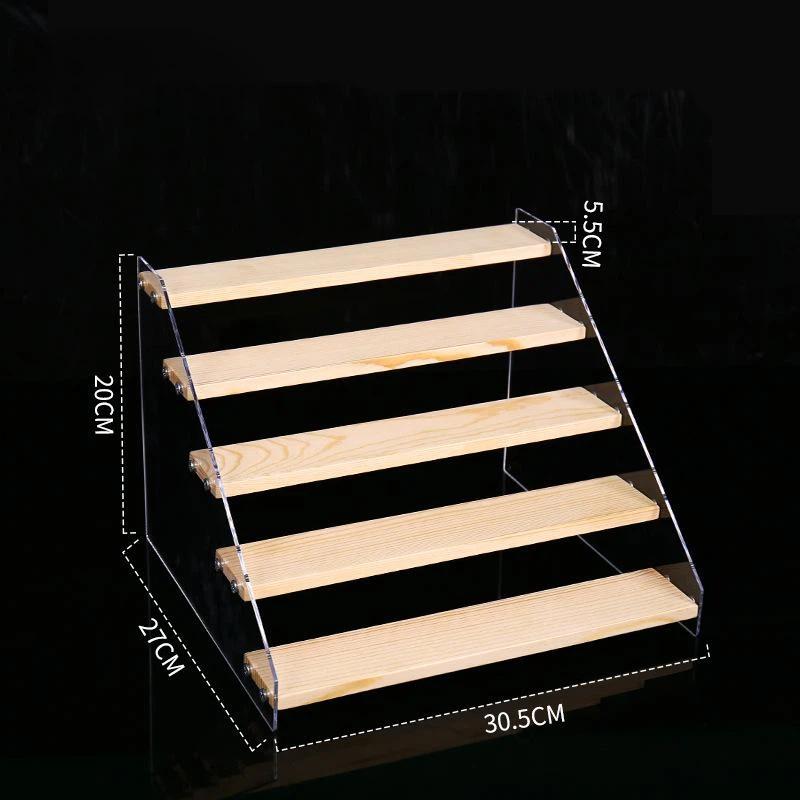 Acrylic Tiered Display Storage Shelf 2-5 Layers Wooden Ladder Organizer for Figure Collectible Showcase Use