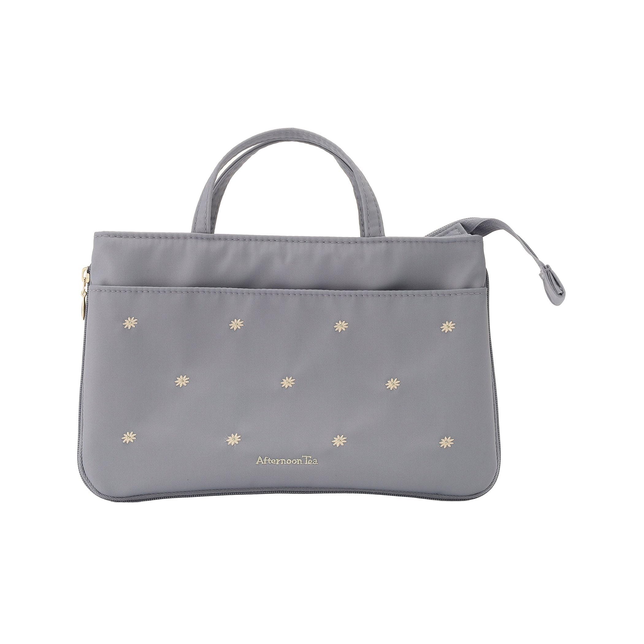 

Afternoon Tea Living Pouch JQ54 Flower Embroidered 2-Way Bag-in-Bag, Blue