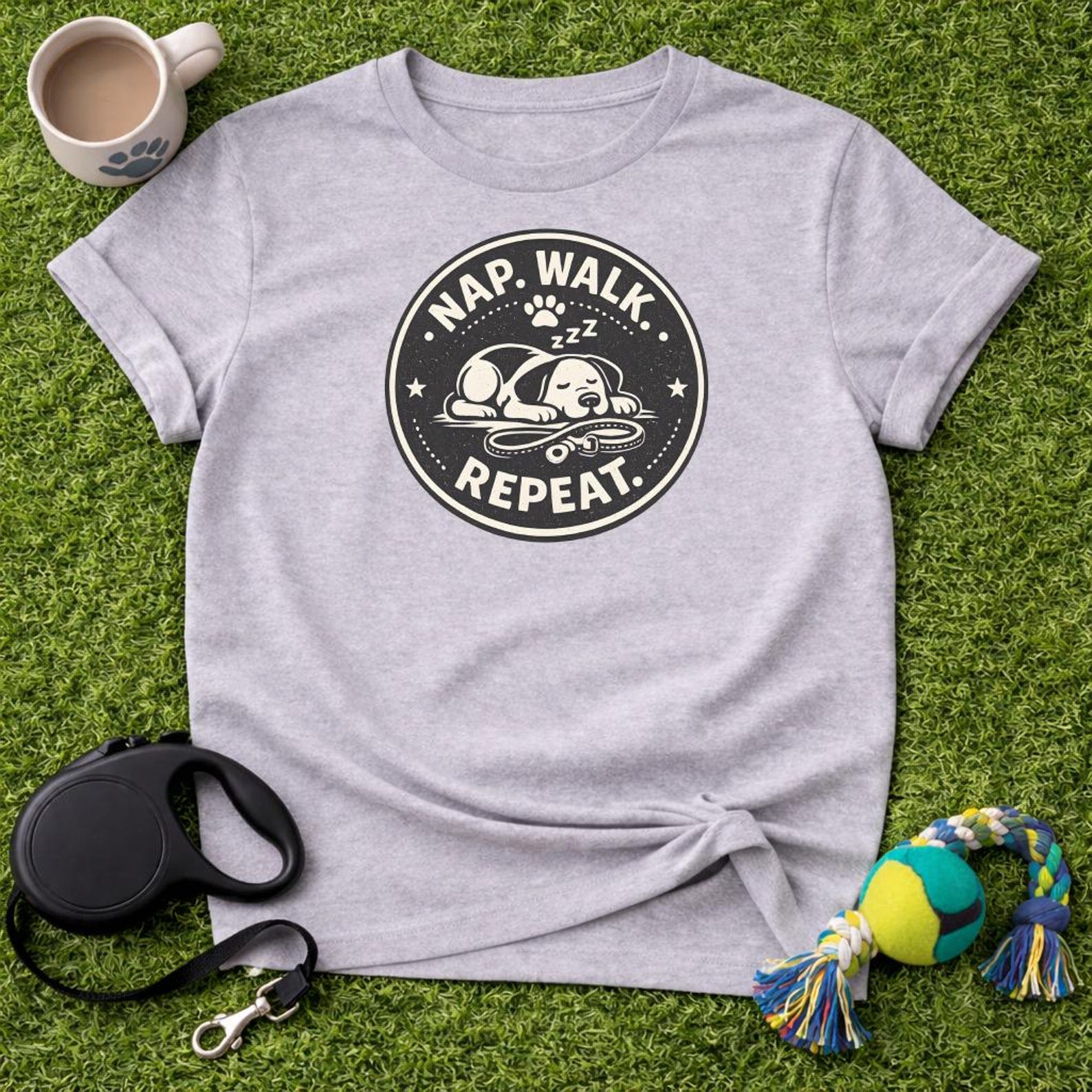 Nap Walk Repeat Dog T-Shirt, Funny Sleeping Puppy Pet Lover Tee, Vintage Style Dog Mom Gift, Animal Owner Shirt 3XL