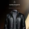Futing Men's Winter Stand-Collar Sheepskin Goose Down Leather Jacket