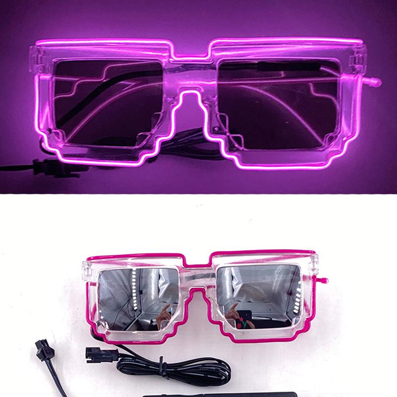 Occhiali da Sole Alieno LED Divertenti Accessori Costume Lenti Nere Occhiali Luminosi per Donne Uomini Bambini Bambine Occhiali per Halloween