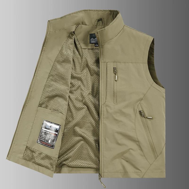 

Men s Fishing Vest Utility Detachable Summer Vests with Pockets for Safari Travel Outdoor Work Photo Cargo Fly M хаки