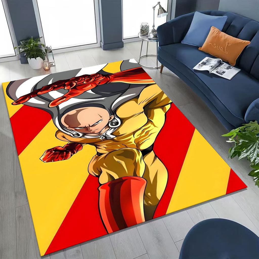 Anime One Punch Man Saitama Cartoon Cartoon Rug for Bedroom Living Room Sofa Home Doormat Decor,Kids Play Non-slip Floor Mat