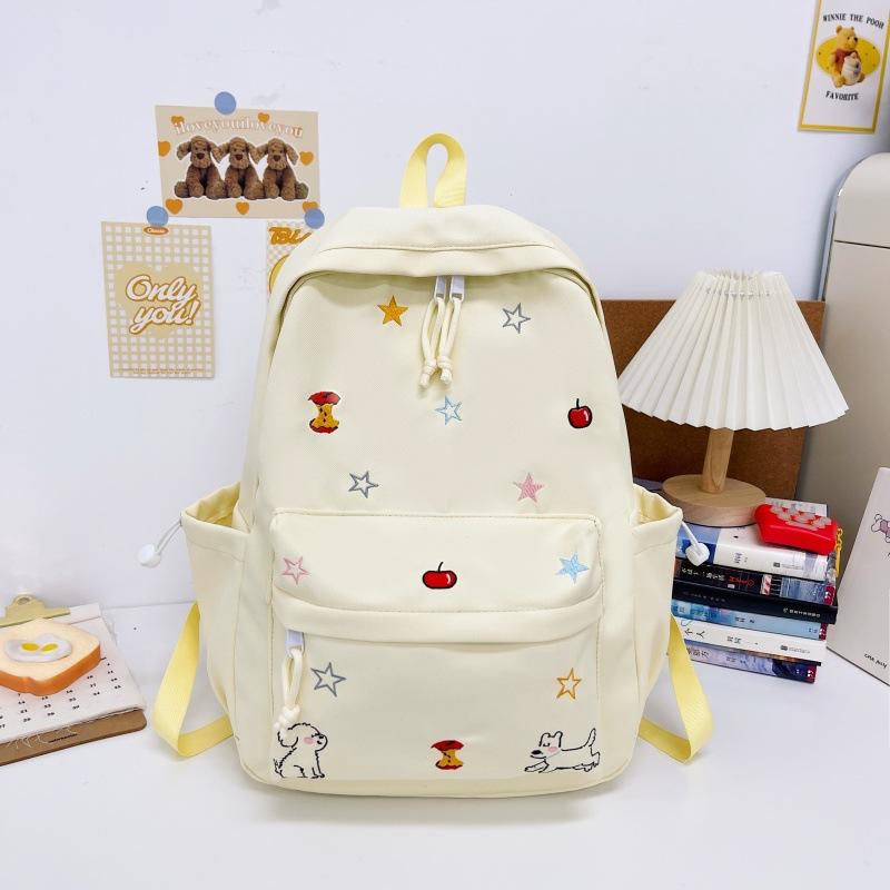Schoolbag New Primary School Bag Female Dopamine Embroidery Large Capacity Junior High School Backpack Ins Niche Lightweight Backpack