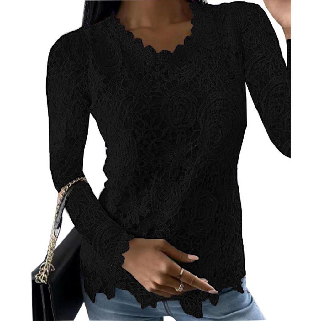 New Women's Long Sleeve Lace Top, Hot Popular Item for Fall Winter in America and Europe