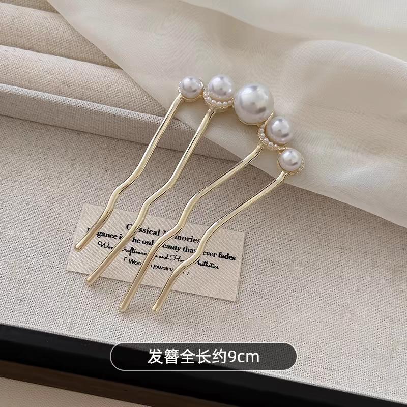 Francia Retro Konty Hajkiegészítők Elegáns Gyöngy Virág Hajfésűk Csatok Női Napi U-alakú Hajtű Női Ötvözet Hajcsat Ajándék