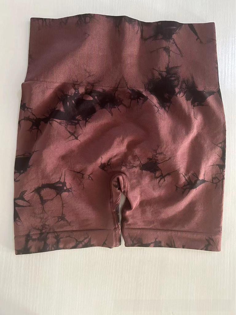 Hochtaillierte Batik-Yoga-Shorts mit Hüftlift & Bauchstütze für Damen