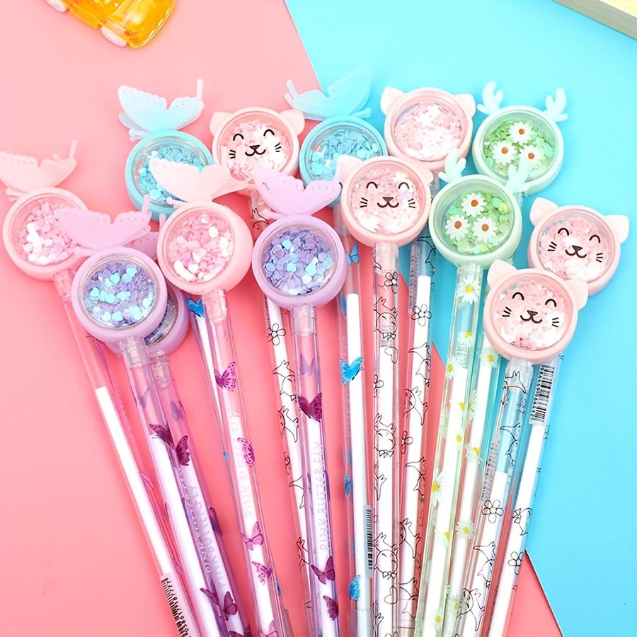 48pcs Sparkling Butterfly & Flower Gel Pens - Assorted Colors, Pastel Design with Glittery Butterflies & Flowers, Perfect for Valentine'S Day Gifts an