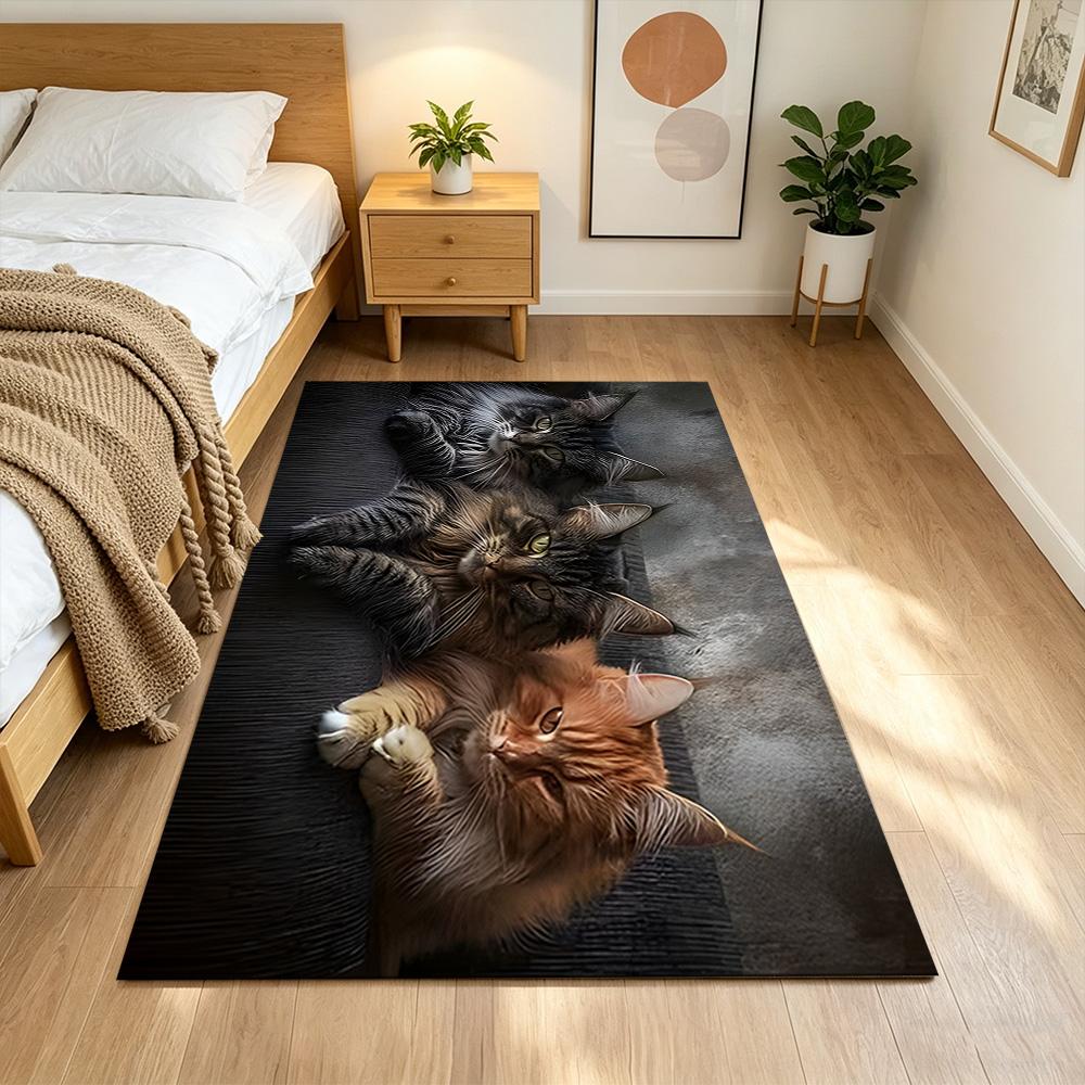 Sunflower Field Cat Dream Non-Slip Home Carpet Design for Office Decor Living Room Bedroom Gift