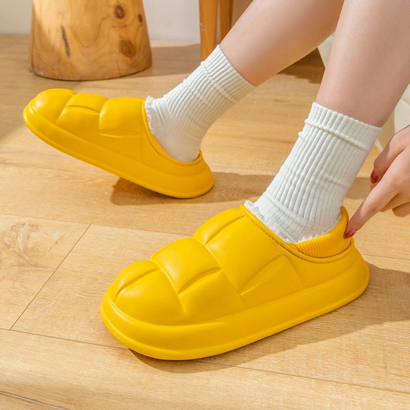 Vattentäta bomullstofflor Dam tjockbottnade varma vinter hemma inomhus och utomhus sammet halkfria och köldtåliga bomullstofflor