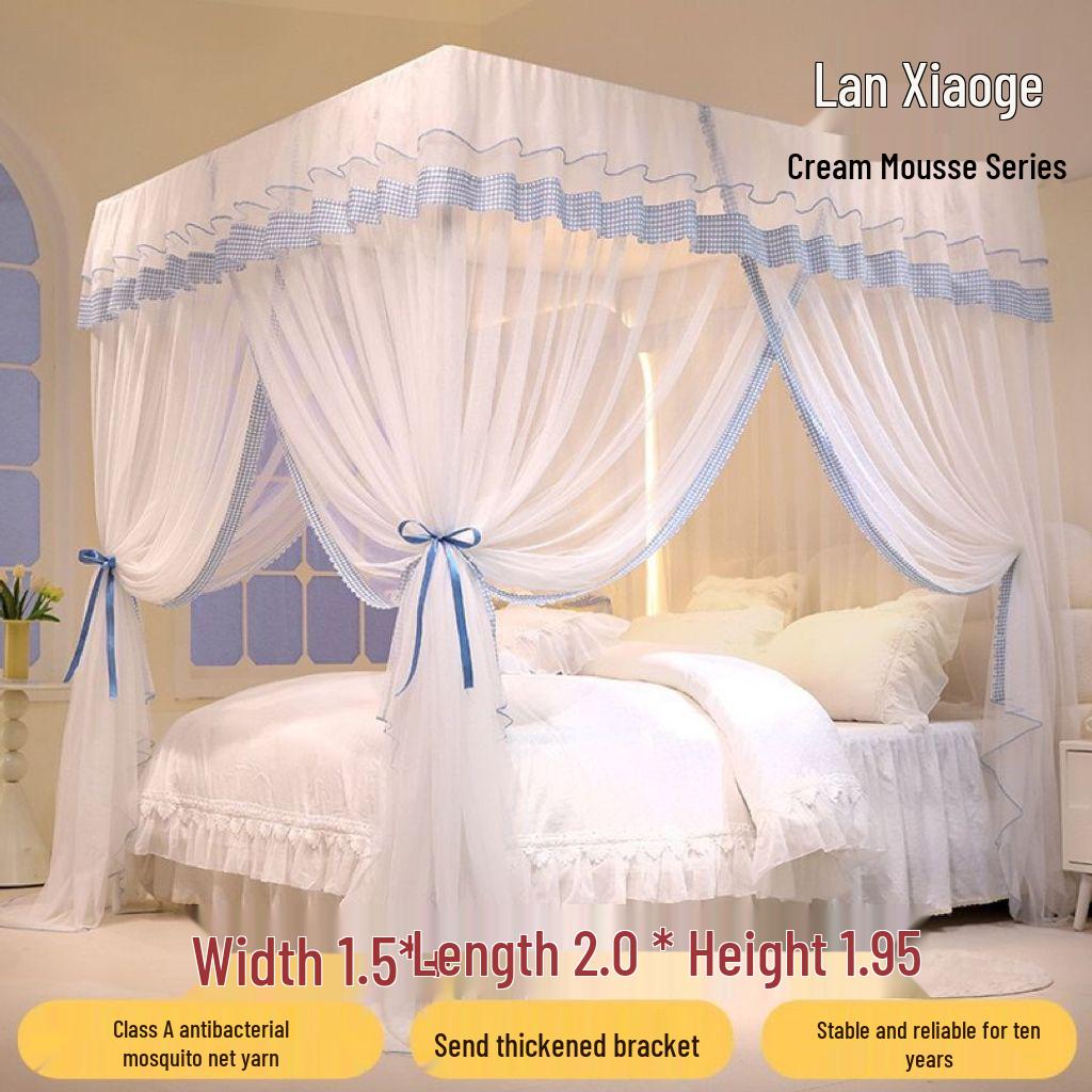 Palace Three-Door Mosquito Net for Double Bed—Floor Stand, Ventilated & Anti-Mosquito