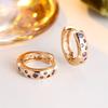 Small Round Stone Rainbow Zircon Hoop Earrings For Women Men Vintage Gold Color Ear Buckle Wedding Jewelry Engagement Party Gift