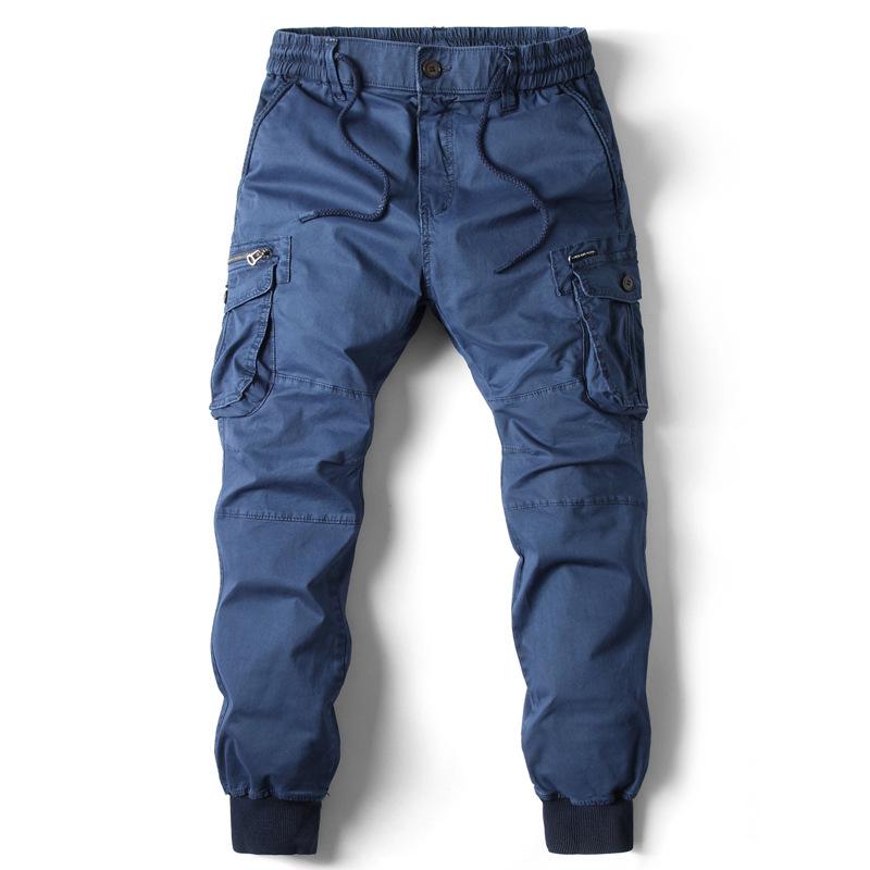 Men's European & American Style Elastic Waist Cargo Jogger Pants - Autumn/Winter Collection