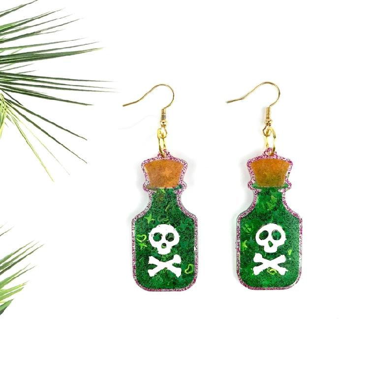 Wine Glass Pendant Resin Mold Skull for Head Earring Pendant Mold Halloween Jewe