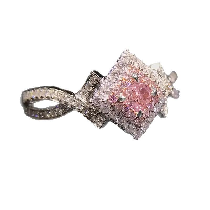 eBay's new accessories creative cross-wound pink diamond zircon ring, women's daily versatile hand jewelry
