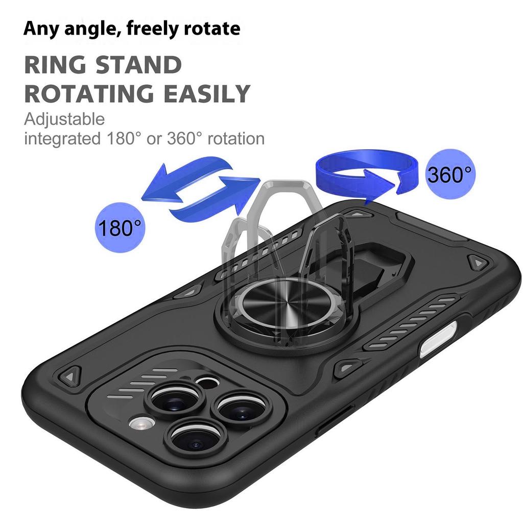 For iPhone 16 Pro Max Case with Kickstand Shockproof TPU+PC Phone Back Cover