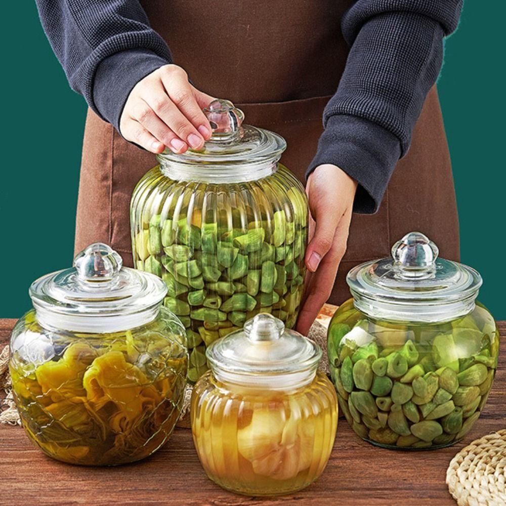 Large Open Mouth Kimchi Jar Transparent Seasoning Container Multi-functional Glass Pickle Jar  Home