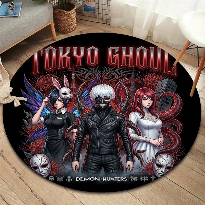 Tokyo Ghoul Okrągły Dywanik Dywan do Salonu Sypialni Sofy Pokoju Zabaw Dekoracja Antypoślizgowa Mata Podłogowa