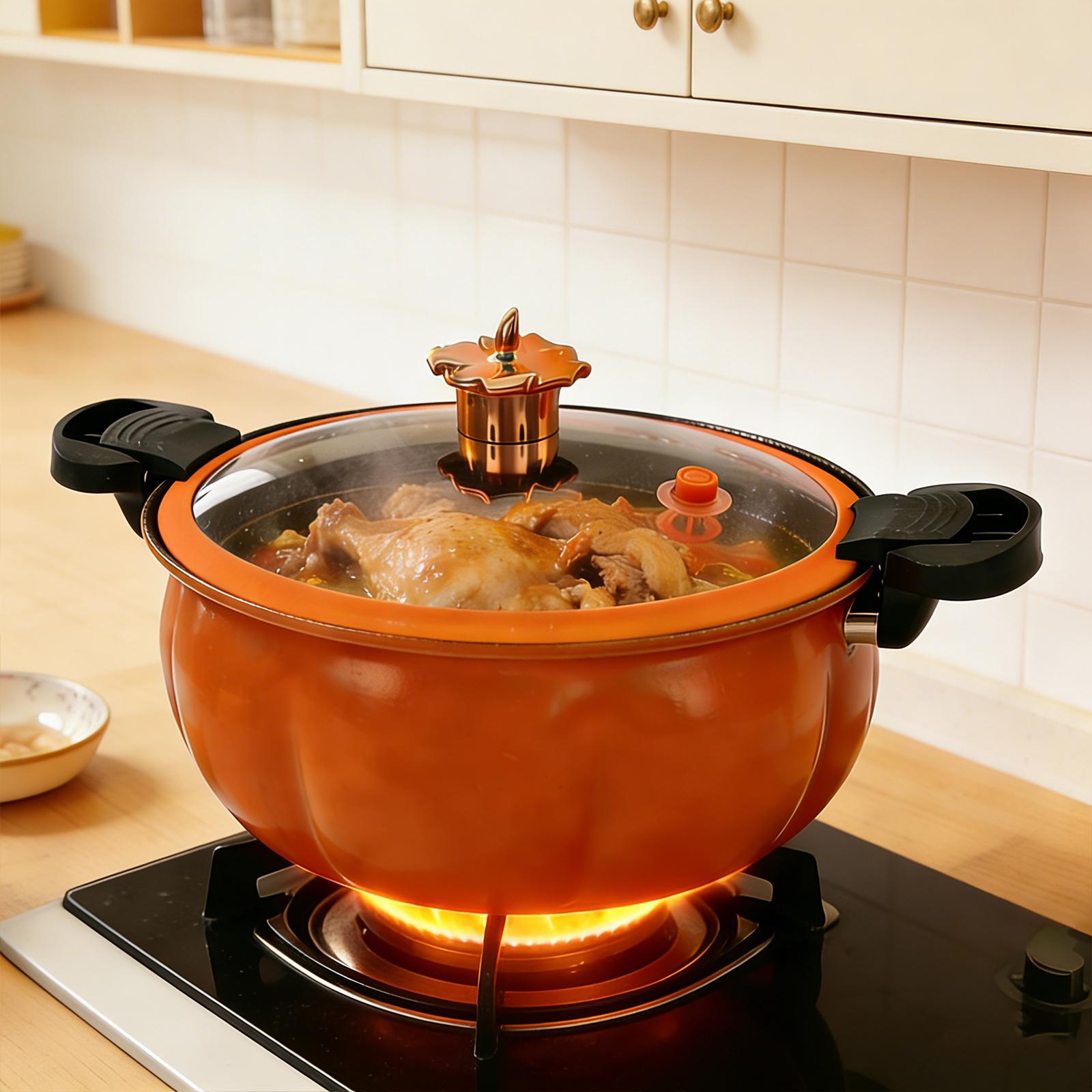 8L Large Capacity Orange Pumpkin Shaped Micro Pressure Cooker, Multipurpose Micro Pressure Cooking Pot for Home Kitchen оранжевый
