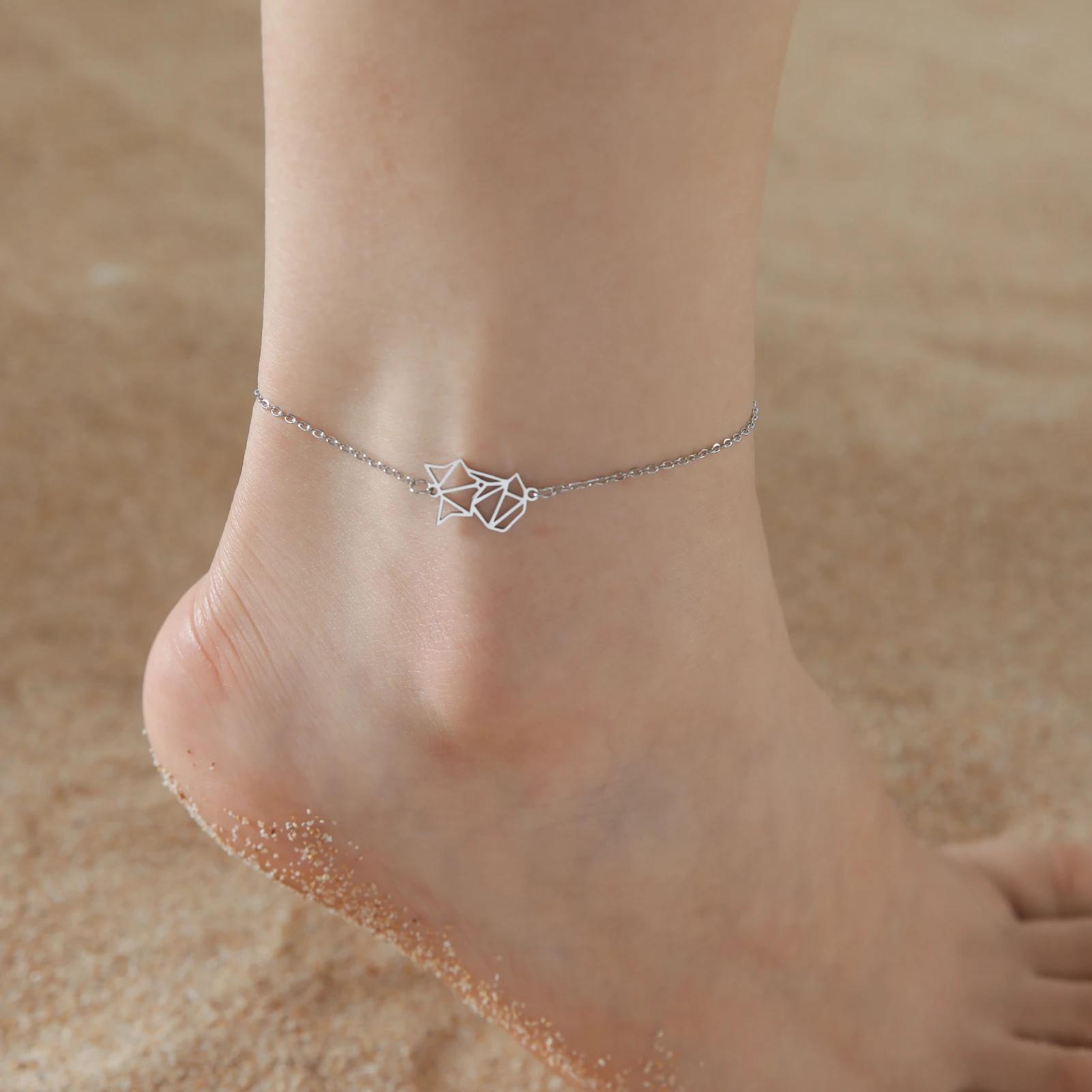 

Teamer Stainless Steel Cute Fox Head Anklet for Women Girls Beaded Chain Animal Anklet Summer Foot Beach Jewelry Waterproof