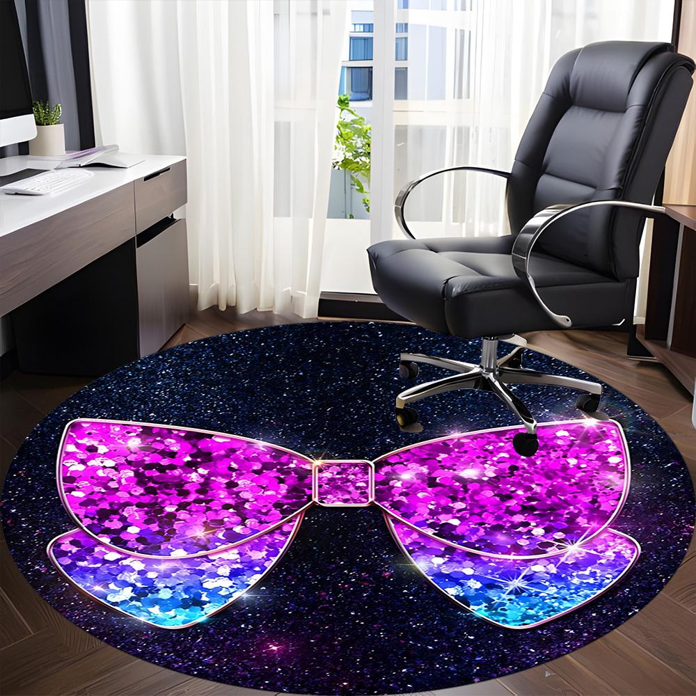 1pc Glitter BowChair Carpet for Office, Indoor Non-Slip Washable Polyester Fiber Carpet, Mat For Office, Machine Washable