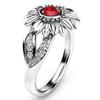 Crystal Women Rings Sunflower Zircon Hollow Flower Ladies Accessories Jewelry