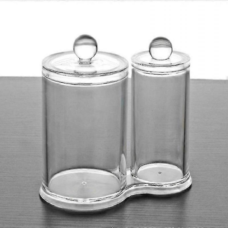 Cotton Box 2 Round Boxes Transparent Acrylic Makeup Storage For Cotton Swab And Cotton