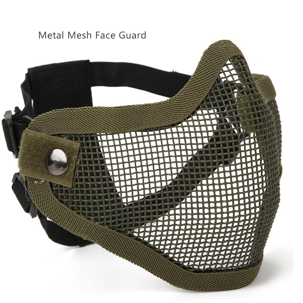 Metal Örgü Yüz Koruyucu Taktik Yarım Kapak Koruyucu Güvenlik Filmi Düz Renk Anti Riot CS(Yeşil )