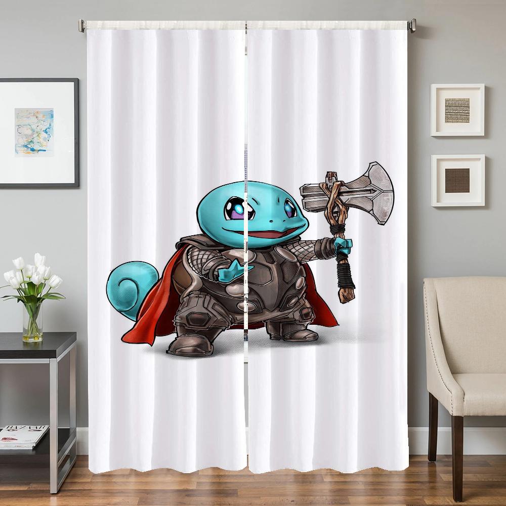 Home Interior Kitchen Curtains for Living Room 2 Pieces Blackout Curtains Door Curtain P-pokemon-n Partition Bedroom Decoration