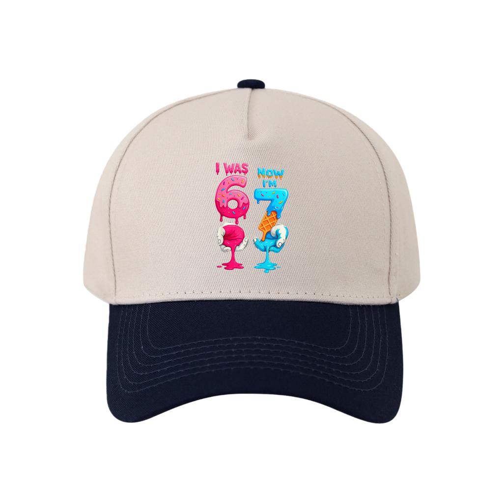 Retro Color Blocked Baseball Cap,Unisex 67 Six Seven   Breathable and Versatile Sun Shading Duckbill Cap