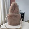 Fashionable Plush Shoulder Bag For Women Faux Fur Bucket Bag Crossbody Underarm Handbag