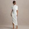 European and American Summer Slim Fit Pleated Fashionable Sexy Revealing Backpack Hip Dress