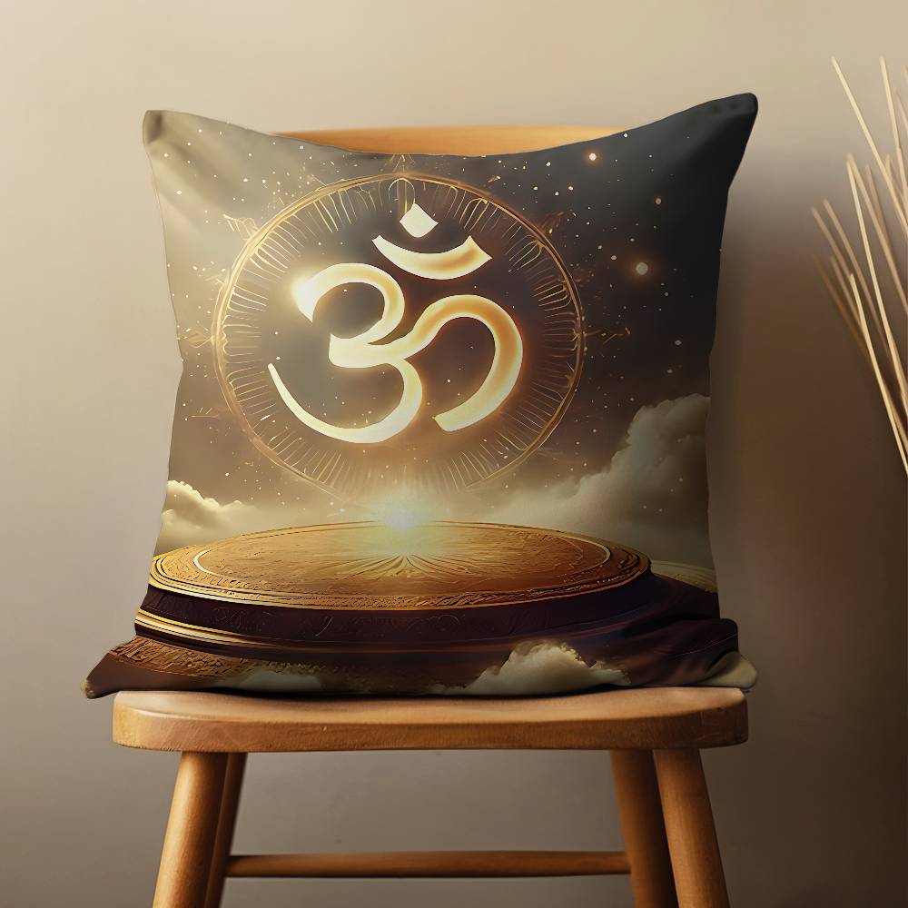 Indian A-Aum O-Om Yoga Throw Pillow Case For 45*45cm,55*55cm,30*30cm For Home Bedroom Decoration And Protector 30cmx30cm