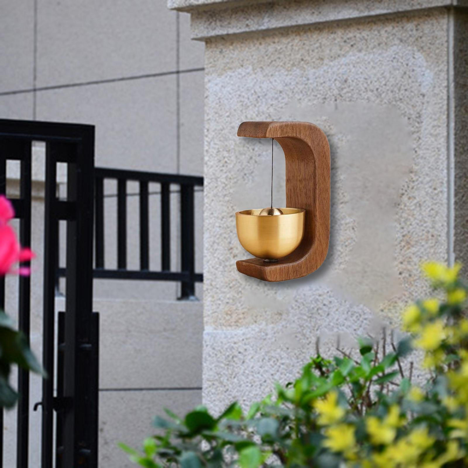 

Wooden Doorbell Wind Chime Ornament Hanging Bell for Doors Window Versatile темно-коричневого кольору