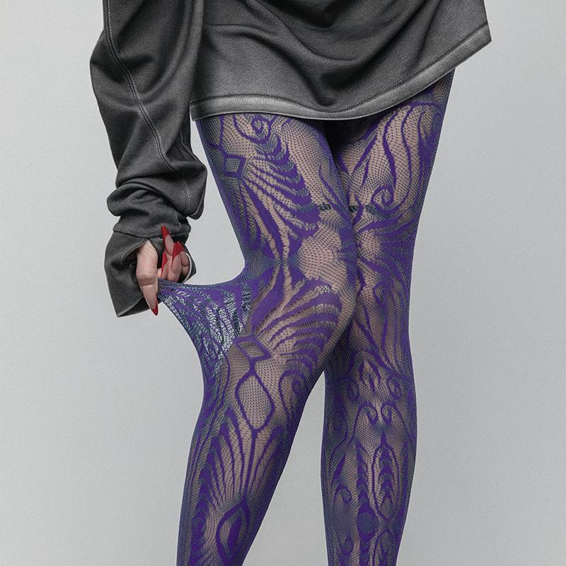 Y2K Uitgesneden Rozen Kant Spinnennet Patroon Panty Dames Zomer Sexy Visnet Panty Lange Sok