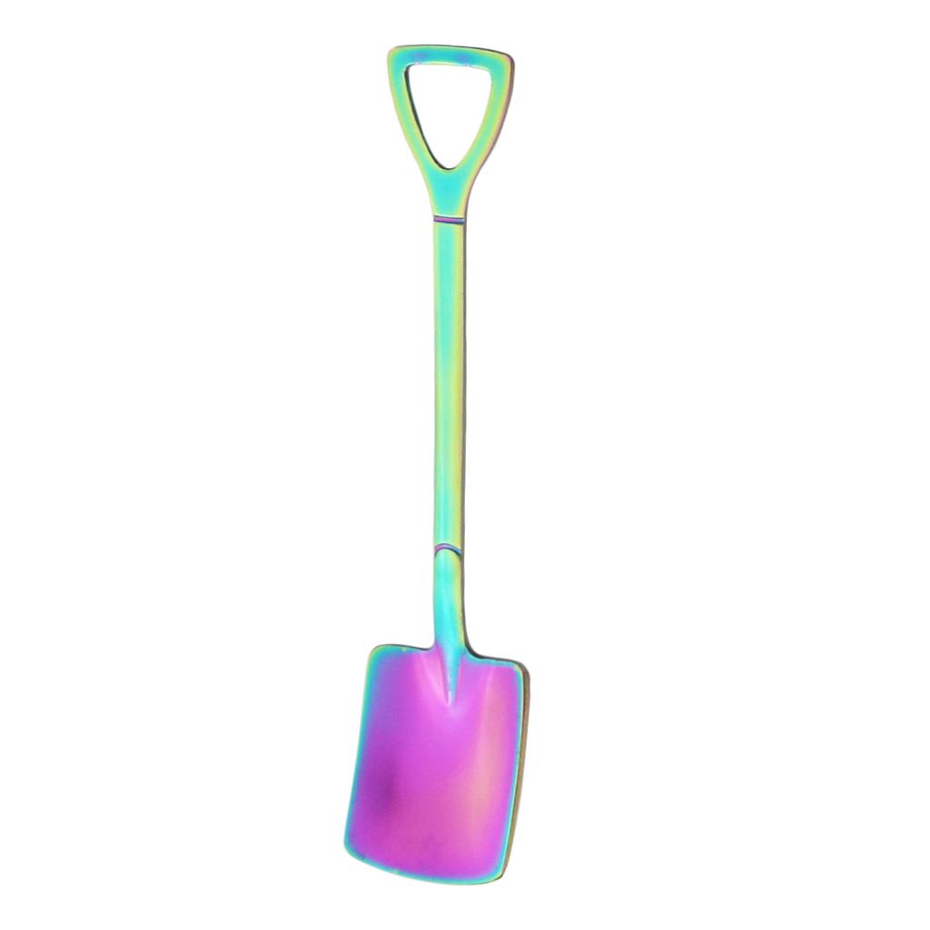 Rainbow Stainless Steel Shovel Spoon Set Ice Cream Stirring Spoon Tool Creative Teaspoon Dessert Coffee Spoon Party Cutlery Set