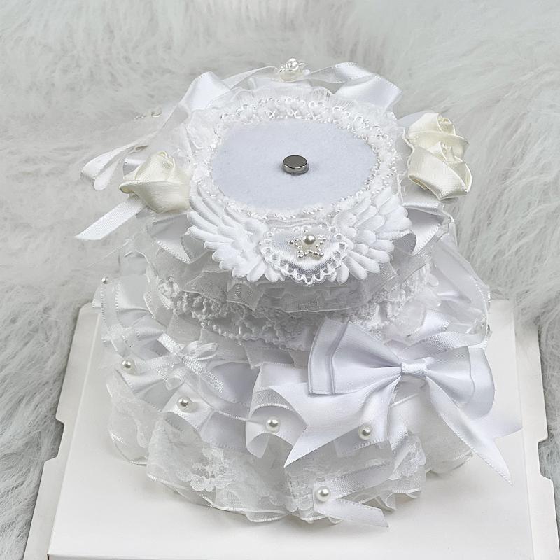 Cute Double-layer Small Cake Ornaments for Anime Badges Handmade Lace Birthday Cake Badge Holder Creative 58mm Badges Decor New