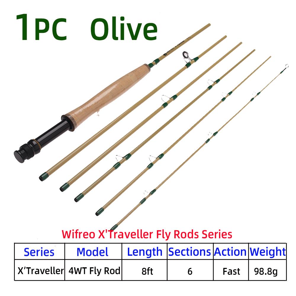 1pc Ultralight Carbon Fiber 8ft 4WT Fast Action Fly Fishing Rod with Cork Handle 6 Sections Portable Fly Rod Catching Trout Bass