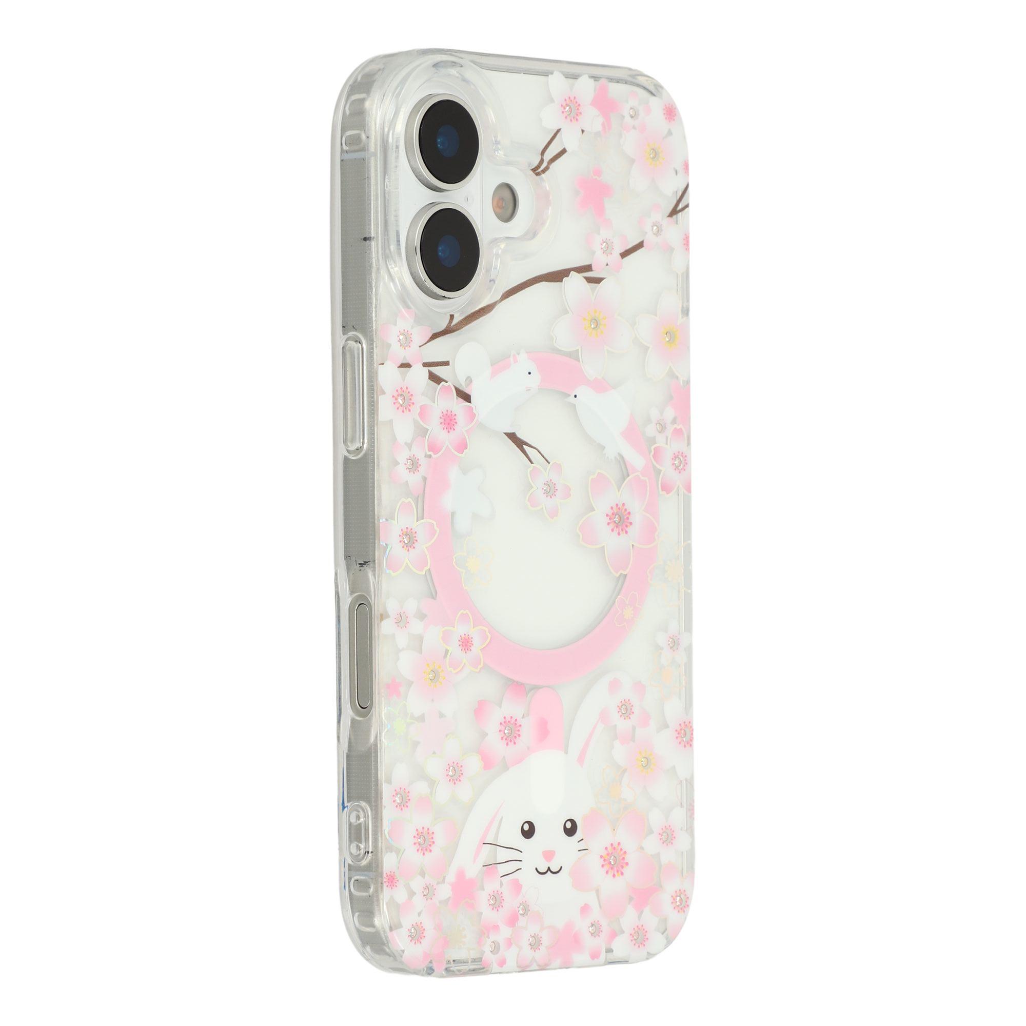 

For iPhone 17 Case Compatible with MagSafe Embedded Rhinestones IMD Pattern TPU PC Phone Back Cover