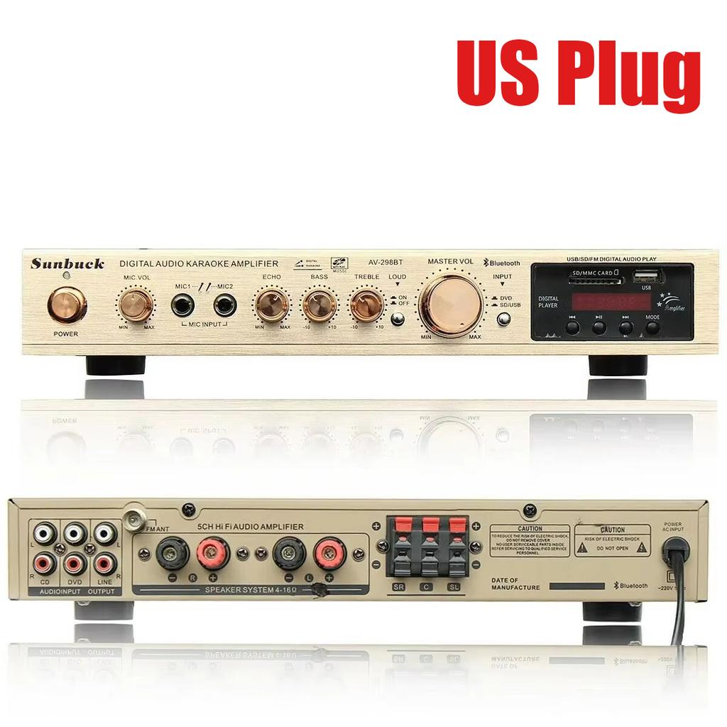 110/220V 2000W Bluetooth 5.0 Audio Power Amplifier Home Theater Amplifiers amplificador Audio Support FM USB with Remote Control