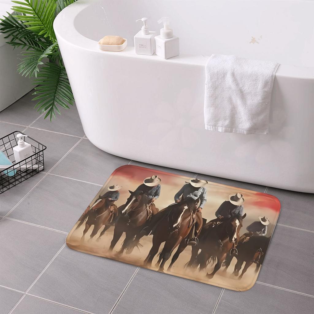 1PC Wild West Cowboy pattern Kitchen Rug Non-Slip Door Mat Pop design Bathroom Rug Bath Mat Carpet for Home Sink Laundry Decor