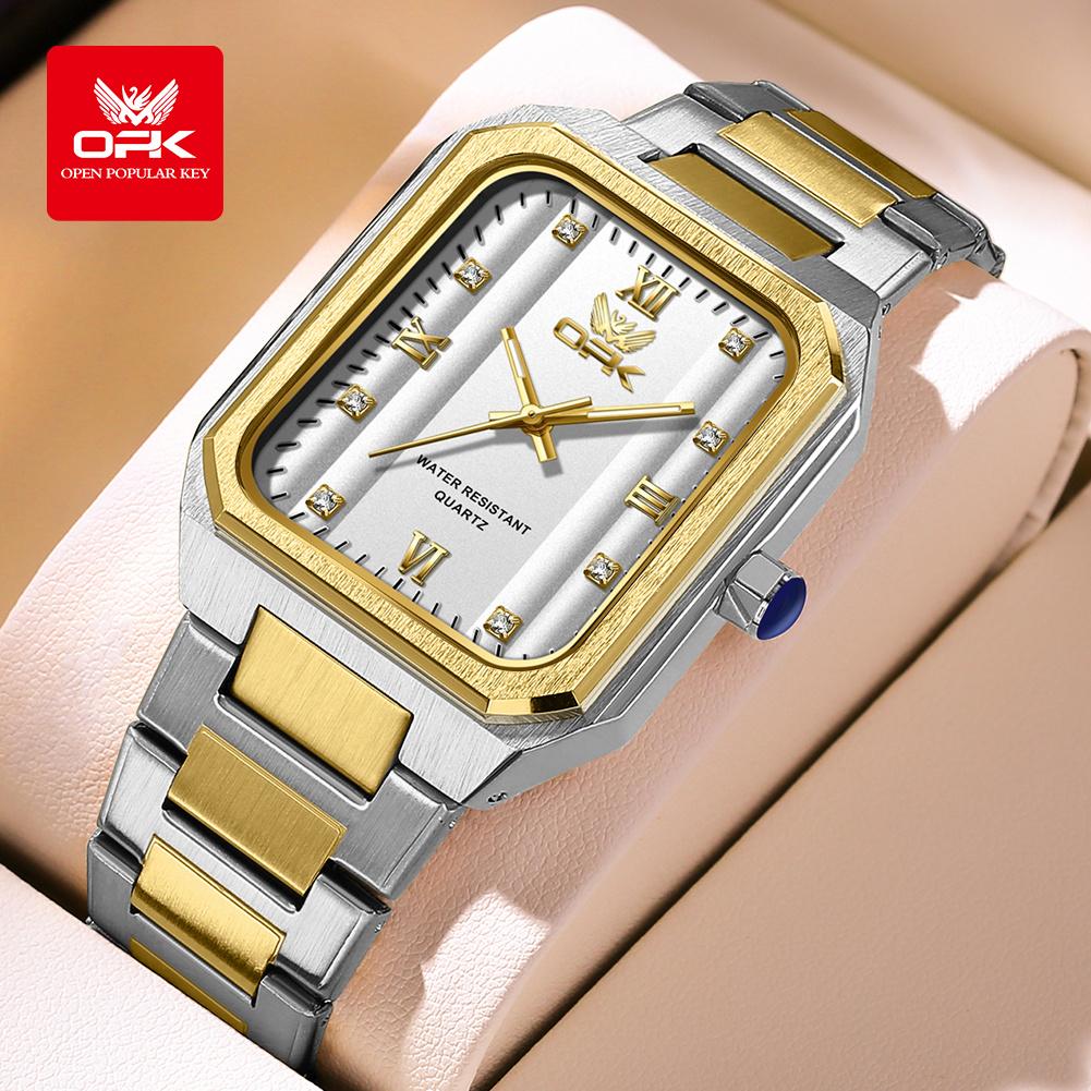 OPK 6043 Mens Watch Original Simple Fashion Quartz Wristwatch Waterproof Luminous Watches For Men Zircon Scale With Box Reloj