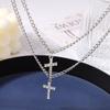 Classic Y2K Crystal Rhinestone Cross Pendant Necklace for Women Men Multilayer Choker Necklaces Chain Party Jewelry Gifts