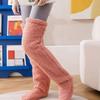 Womens Over Knee High Fuzzy Socks Cute Cartoon Thigh High Stockings Warm Solid Color Leg Warmers Christmas
